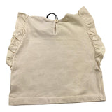 Aventiquattrore Solid Color Tank Top with Beige Ruffles for Baby Girls