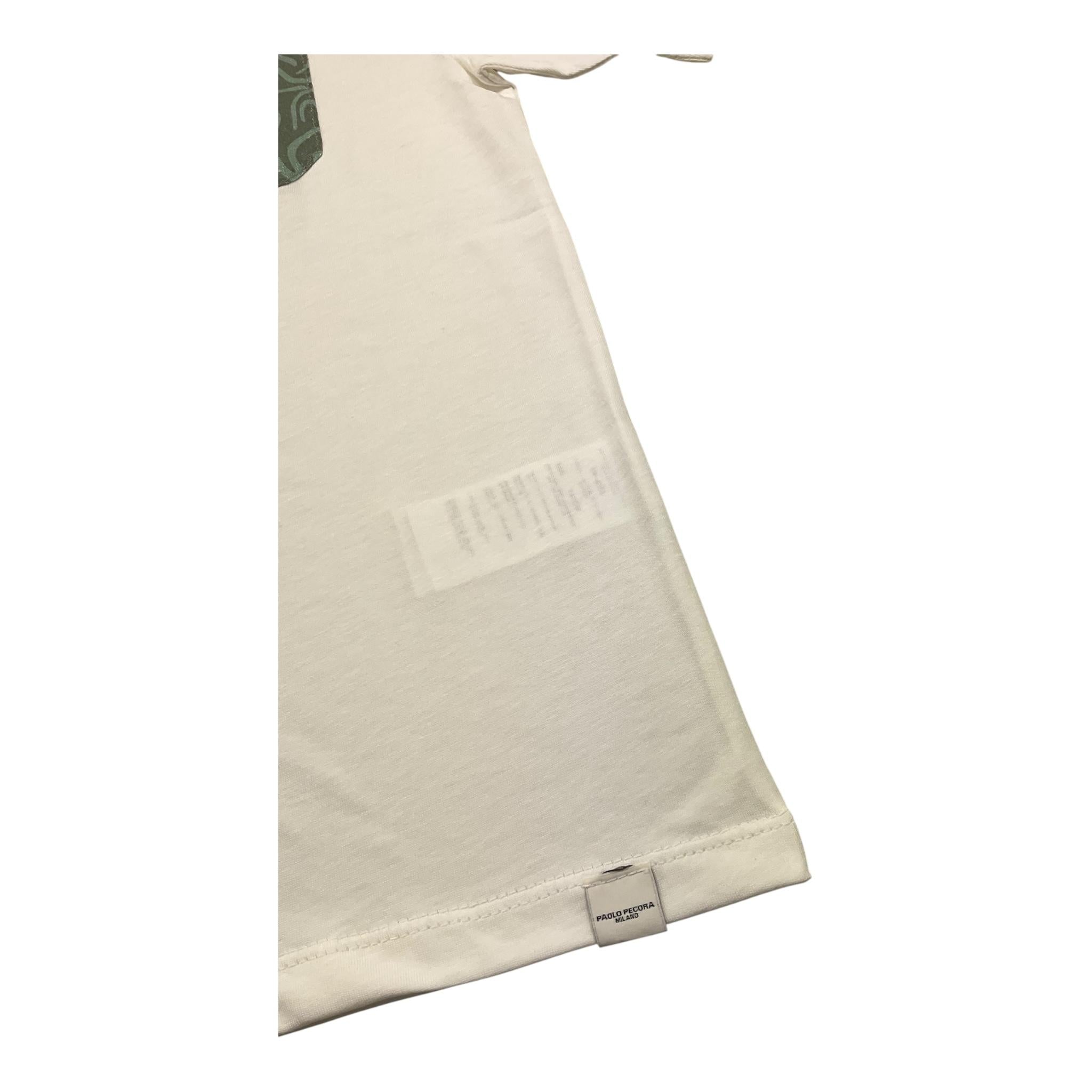 t-shirt girocollo tinta unita con taschino in contrasto PP4055 BIANCO PAOLO PECORA 