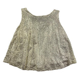 Little Ludo Top Armhole Solid Color Sequin Cream For Girls