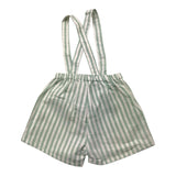 Petit Indi Two-Tone Bermuda Shorts With Striped Pattern And White/Green Straps For Newborns