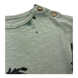 Play Up Shirt Solid Color With Contrast Prints Green For Newborn