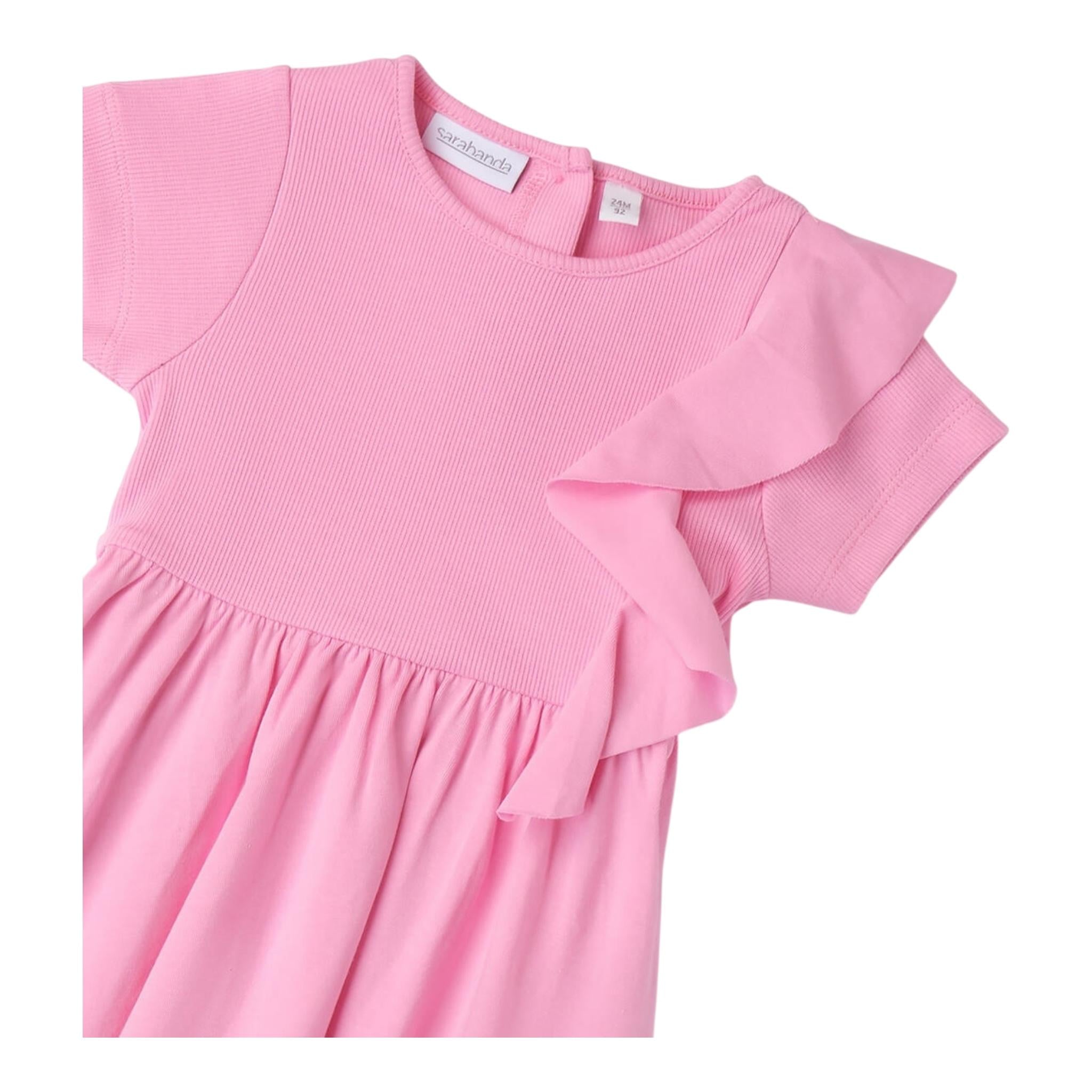 Sarabanda Abito Mezza Manica Tinta Unita per Neonata 0B231 ROSA SARABANDA 