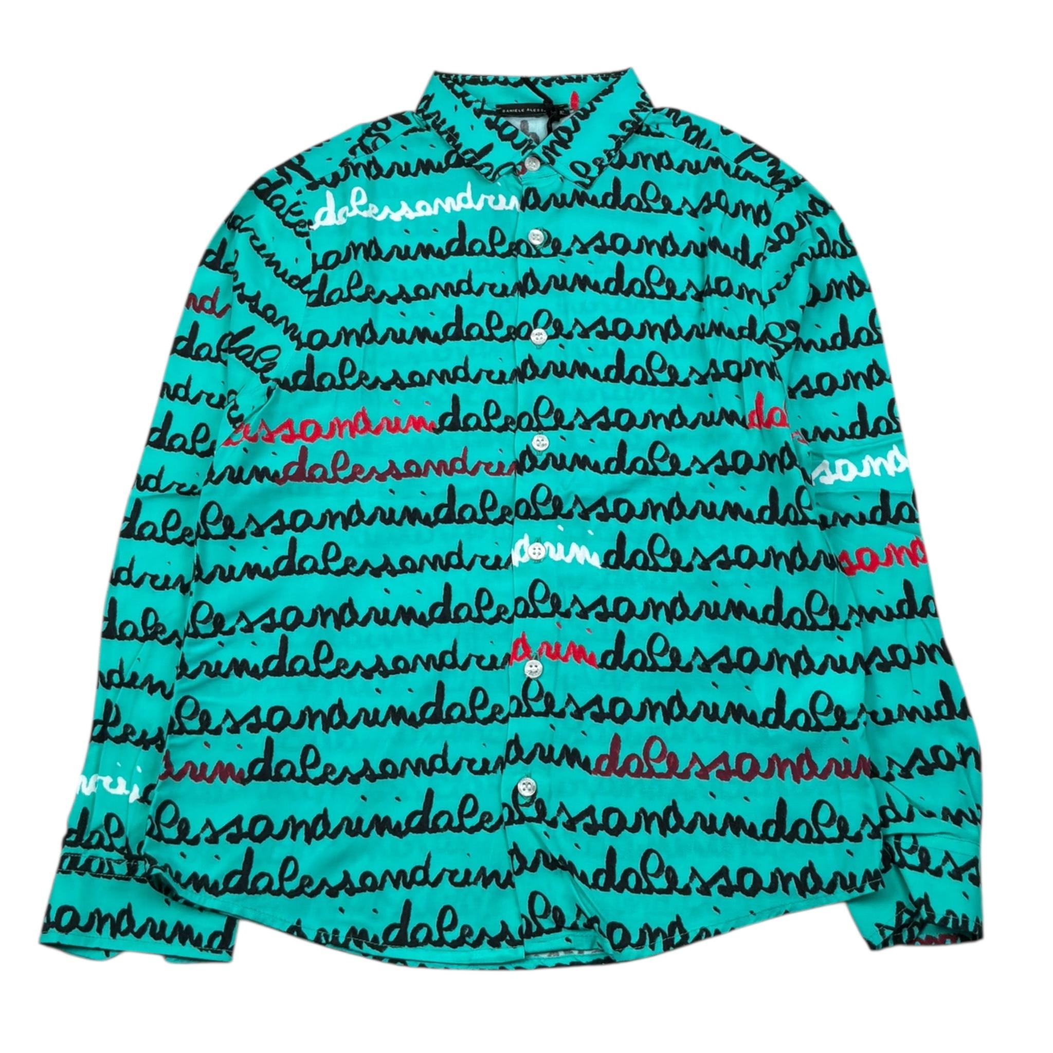 Daniele Alessandrini Camicia Manica Lunga Tinta Unita con Stampe per Bambino 1235C00159 VERRDE ACQUA DANIELE ALESSANDRINI 