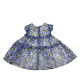 Alice Pi Solid Color Dress with Blue Flower Pattern for Baby Girl