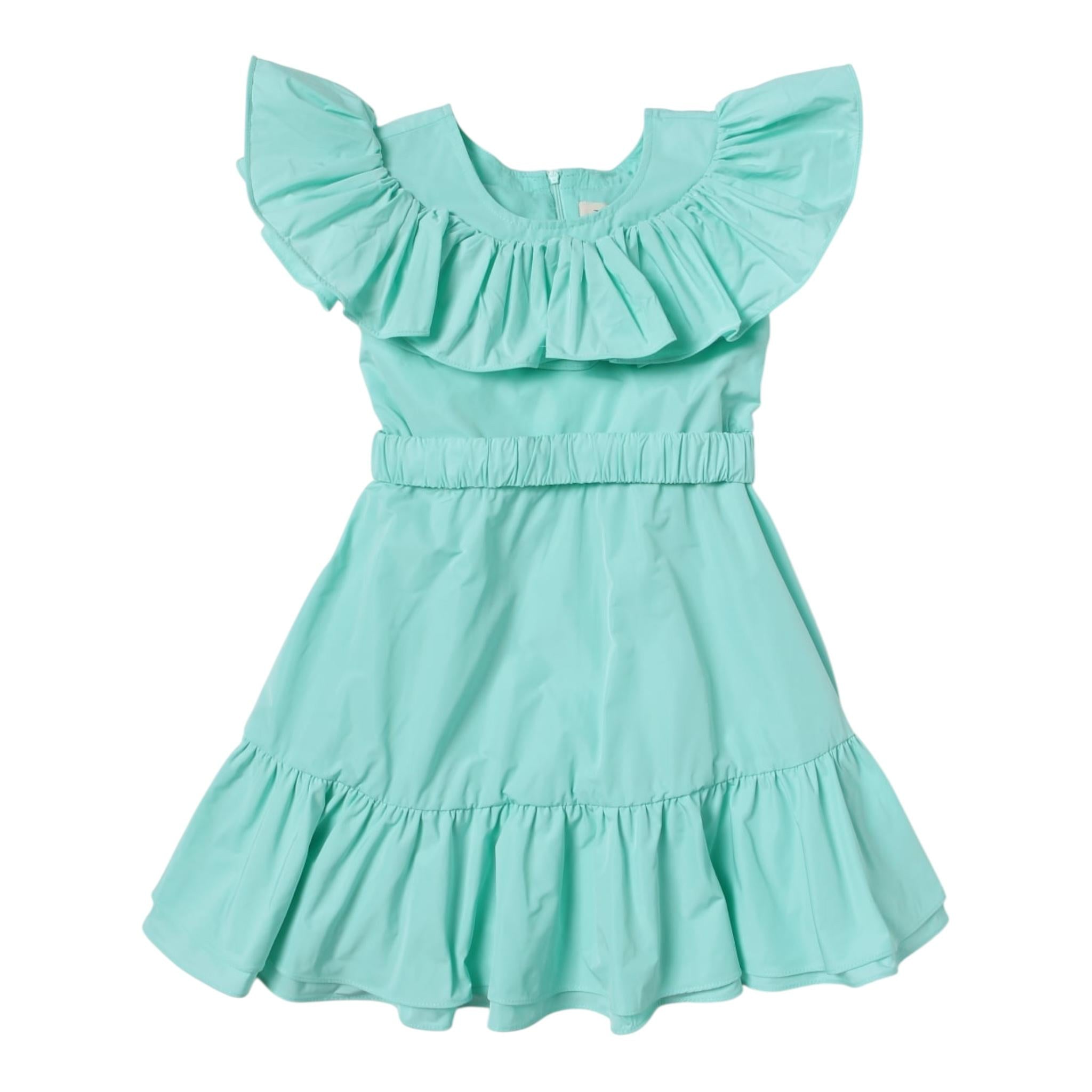 Twinset Abito Tinta Unita con Cinturino E Rouches per Bambina 231GJ2Q5A VERDE ACQUA TWINSET 