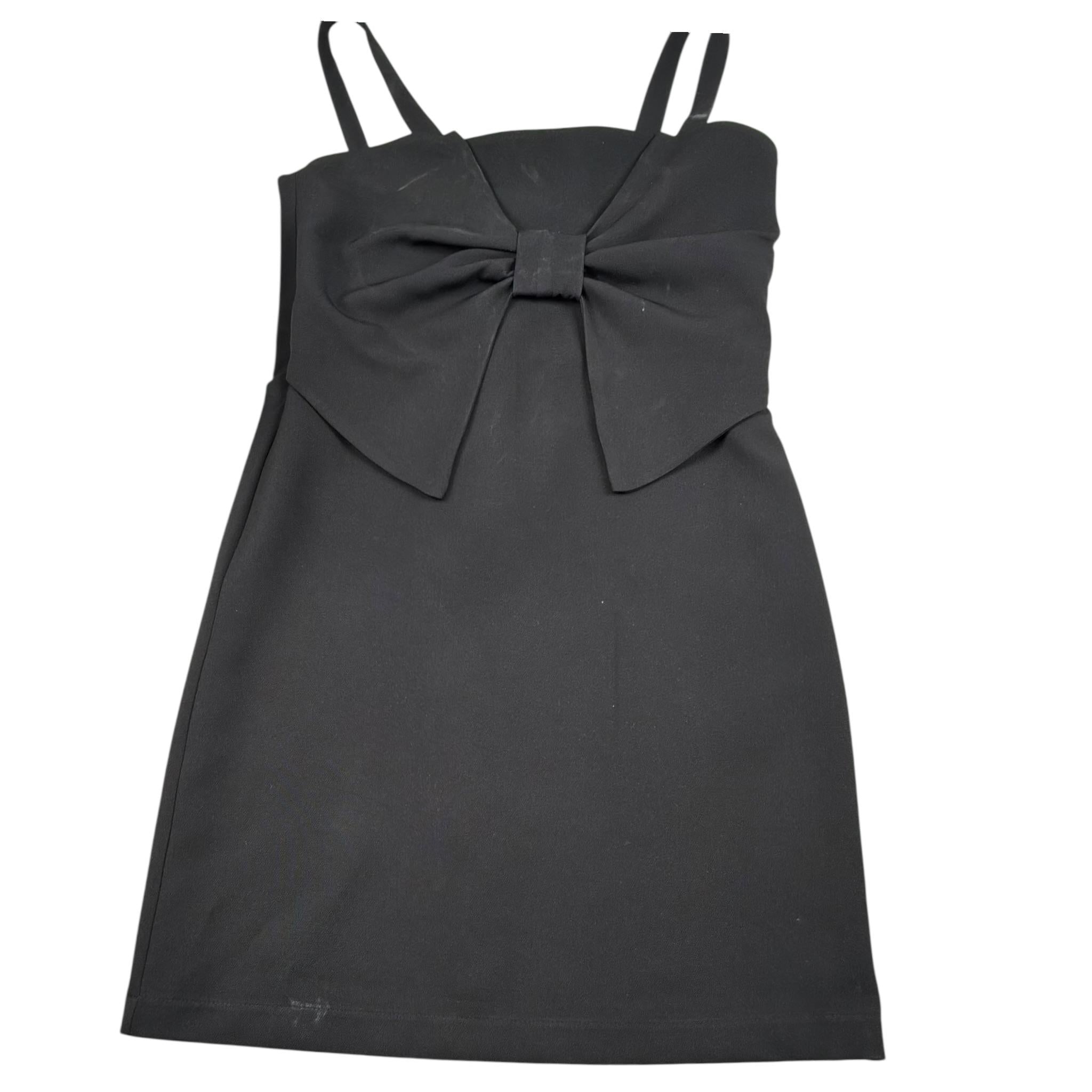 Meilisa Bai Abito tinta unita con Fiocco Nero per Bambina FL6363 NERO MEILISA BAI 