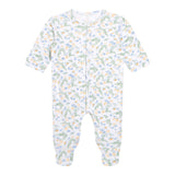 Carre'Ment Beau Long Sleeve Onesie Solid Color With Contrast Prints White For Newborn