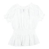 Ermanno Scervino White Plain Half Sleeve Shirts For Girls