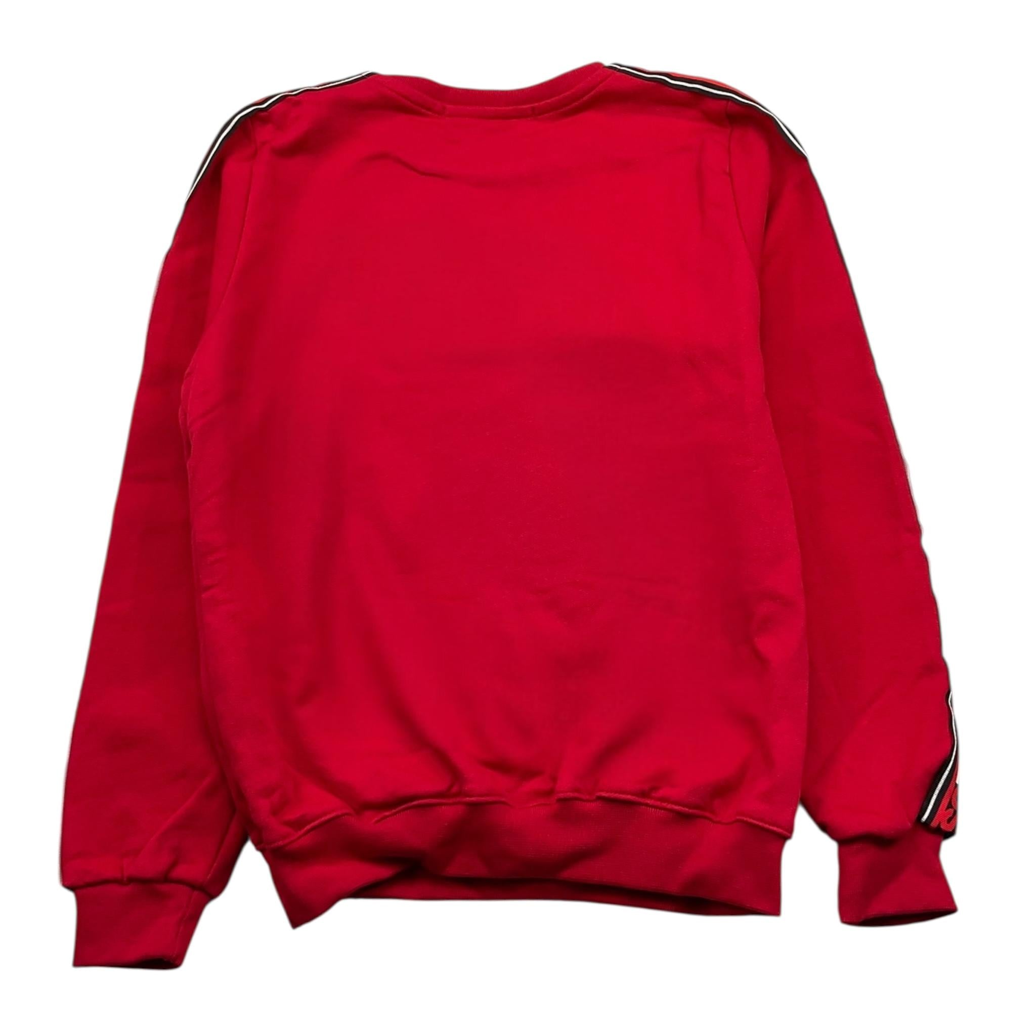 DROPSEASON2 felpa chiusa girocollo tinta unita con profii logati Rosso per Bambino FW242K43 ROSSO DROPSEASON2 
