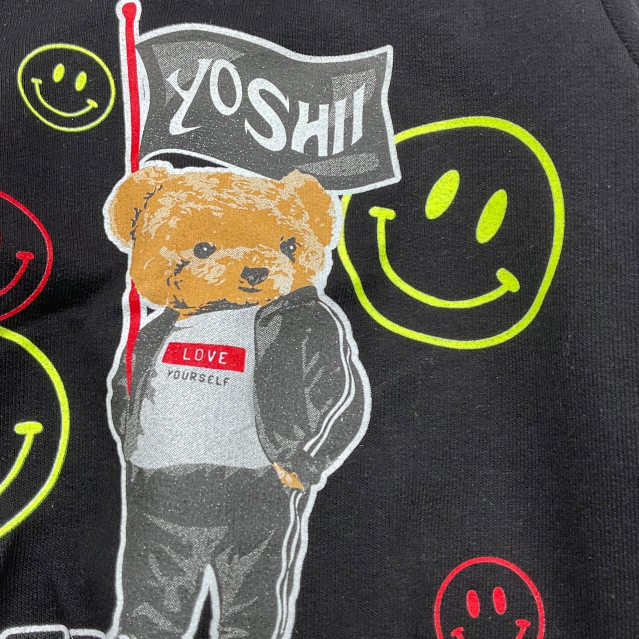 YOSHII felpa girocollo tinta unita con stampa Nero per Neonato YSH022 NERO YOSHII 