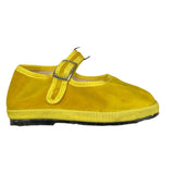 Little Bear Solid Color Velvet Sandals With Yellow Button For Baby Girl