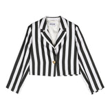 Moschino Two-Tone Jacket With White/Black Striped Pattern For Girls