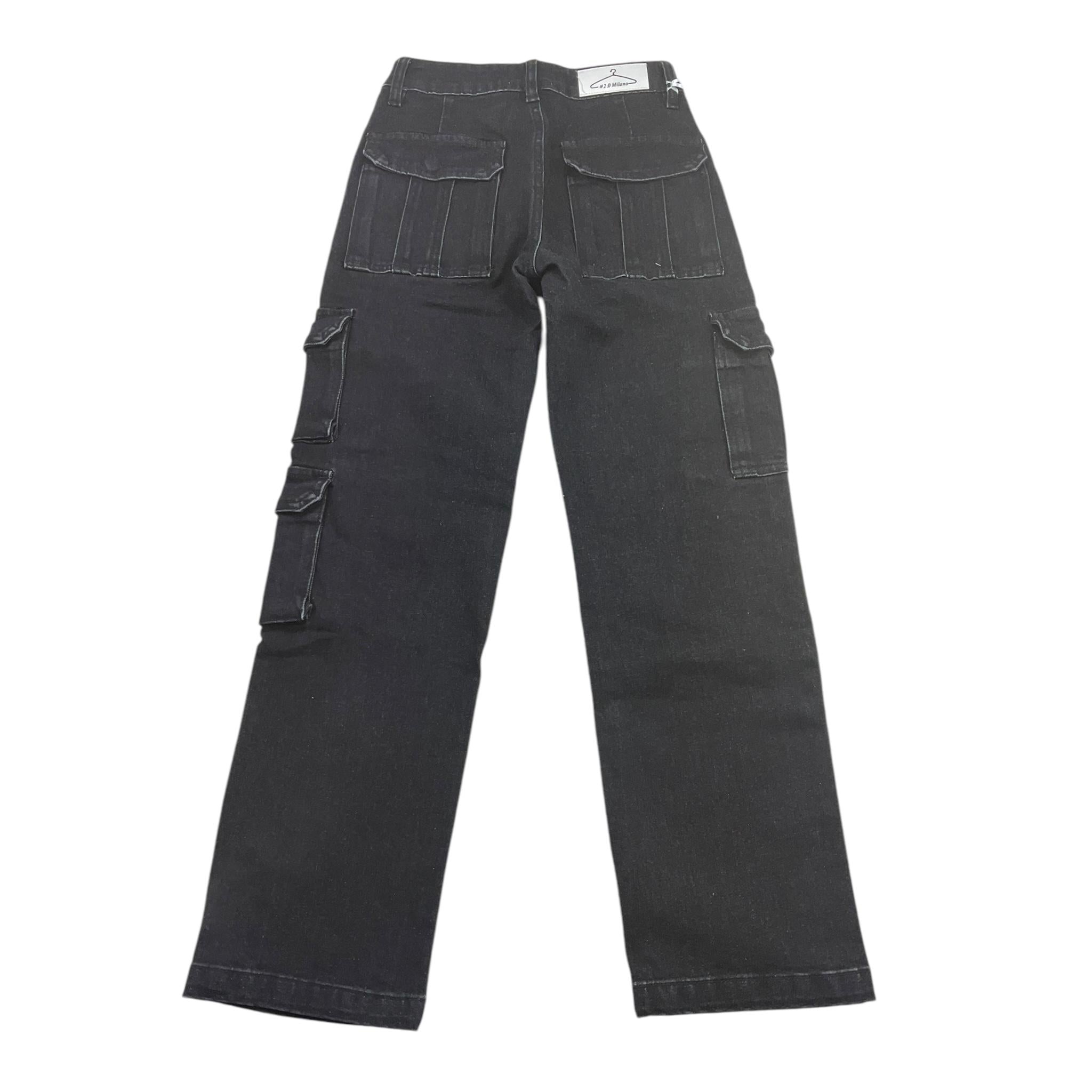 #2.0 MILANO jeans tinta unita con girovita regolabile Nero per Bambina J61 NERO #2.0 MILANO 