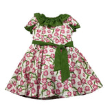 Light Colors Half Sleeve Floral Print Dress White For Baby Girl