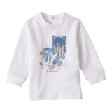 Mini Banda Shirt Tinta Unita Girocollo con Stampa per Neonato 3B608 BIANCO MINI BANDA 