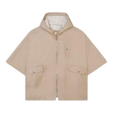 Chloe' Plain Zip Up Hooded Jacket Beige For Girls
