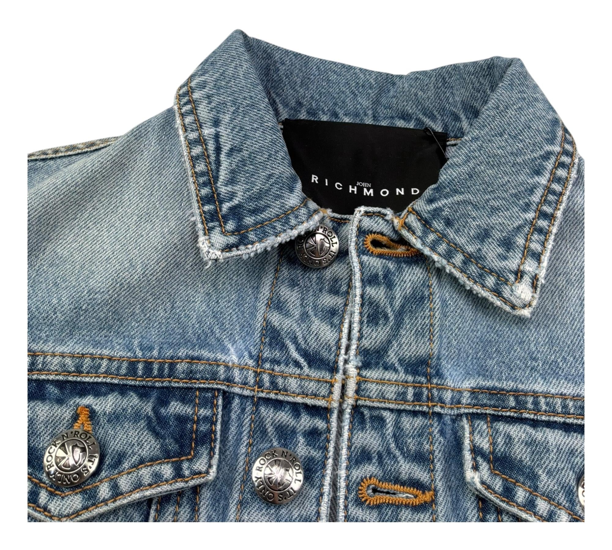 John Richmond Giubbino In Denim Tinta Unita con Logo per Bambino RBP26050GB AZZURRO JOHN RICHMOND 