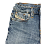 Diesel Bermuda Denim Solid Color Adjustable Waist Blue For Baby