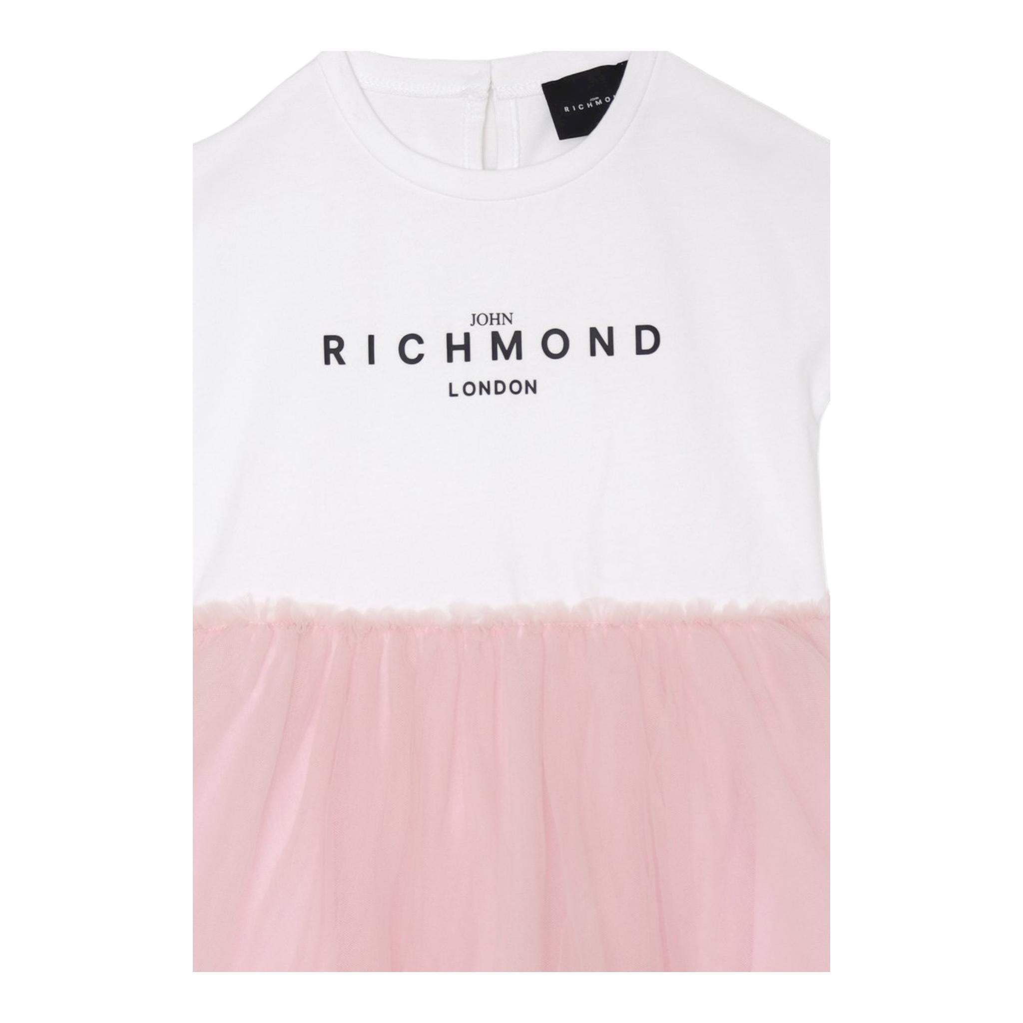 John Richmond Abito Mezza Manica Bicolore con Gonna Tulle per Neonata RIP25043VE BIANCO/ROSA JOHN RICHMOND 