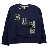 SUN68 felpa chiusa girocollo tinta unita con logo Blu per Bambino F44320 BLU SUN68 