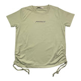 Hinnominate Solid Color Crew Neck Lace Up T-Shirt Green For Girls