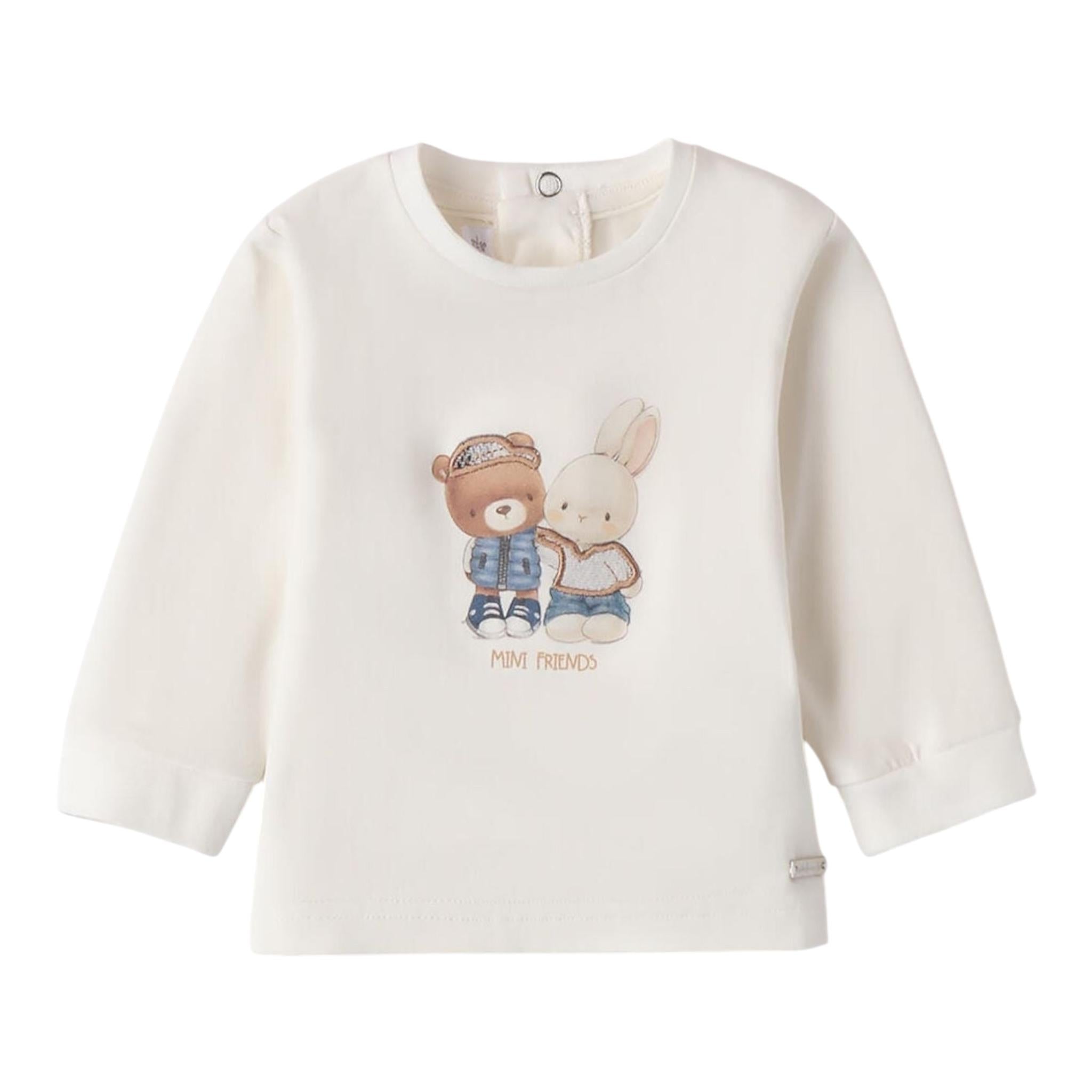 MINI BANDA shirt girocollo tinta unita con stampa Bianco per Neonato 3A615 BIANCO MINI BANDA 