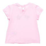 Chiara Ferragni Solid Color Crew Neck T-Shirt With Pink Print For Baby Girl