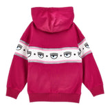 Chiara Ferragni Solid Color Sweatshirt With Zip Hood And Fuchsia Print For Baby Girl