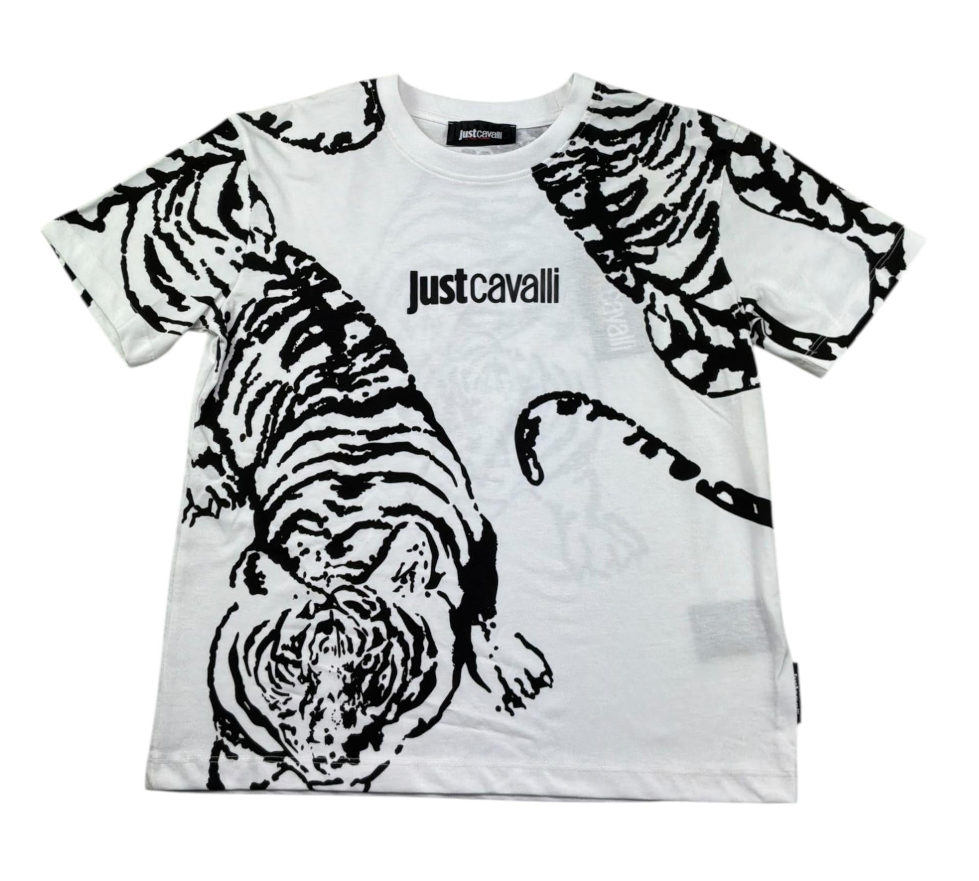 Just Cavalli T-Shirt Girocollo Tinta Unita con Stampe per Bambino JBP26161TS BIANCO JUST CAVALLI 