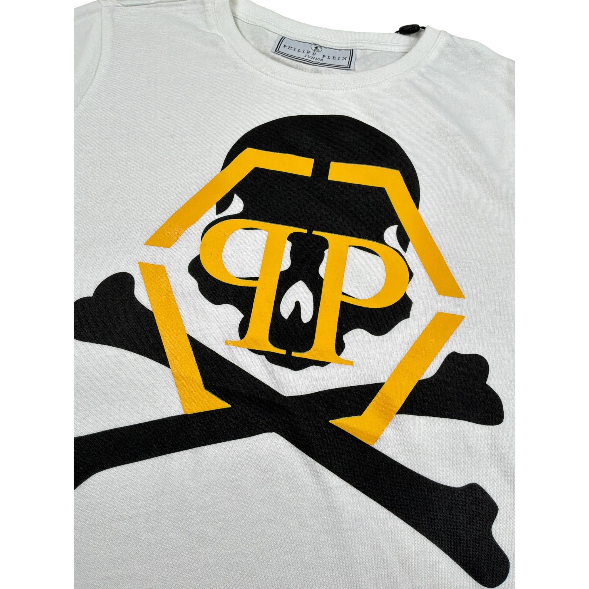 Philipp Plein T-Shirt Girocollo tinta unita con Stampa Bianco per Bambino 2TM004 BIANCO PHILIPP PLEIN 