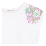 Billieblush Canotta Tinta Unita con Paillettes per Bambina U20994 BIANCO BillIEBLUSH 