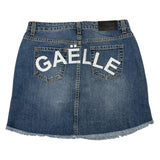 Gaelle Solid Color Denim Skirt with Blue Logo Print for Girls