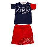 Cesare Paciotti 2 Piece Set T-Shirt-Bermuda Two-Tone Blue/Red For Newborn