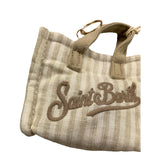 Saint Barth Ciondolo Mini Borsa Fantasia A Righe con Logo per Bambina KEYB002 BEIGE/BIANCO SAINT BARTH 