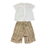 Barcellino Complete 2-Piece Shirt-Bermuda with White Striped Pattern for Newborns