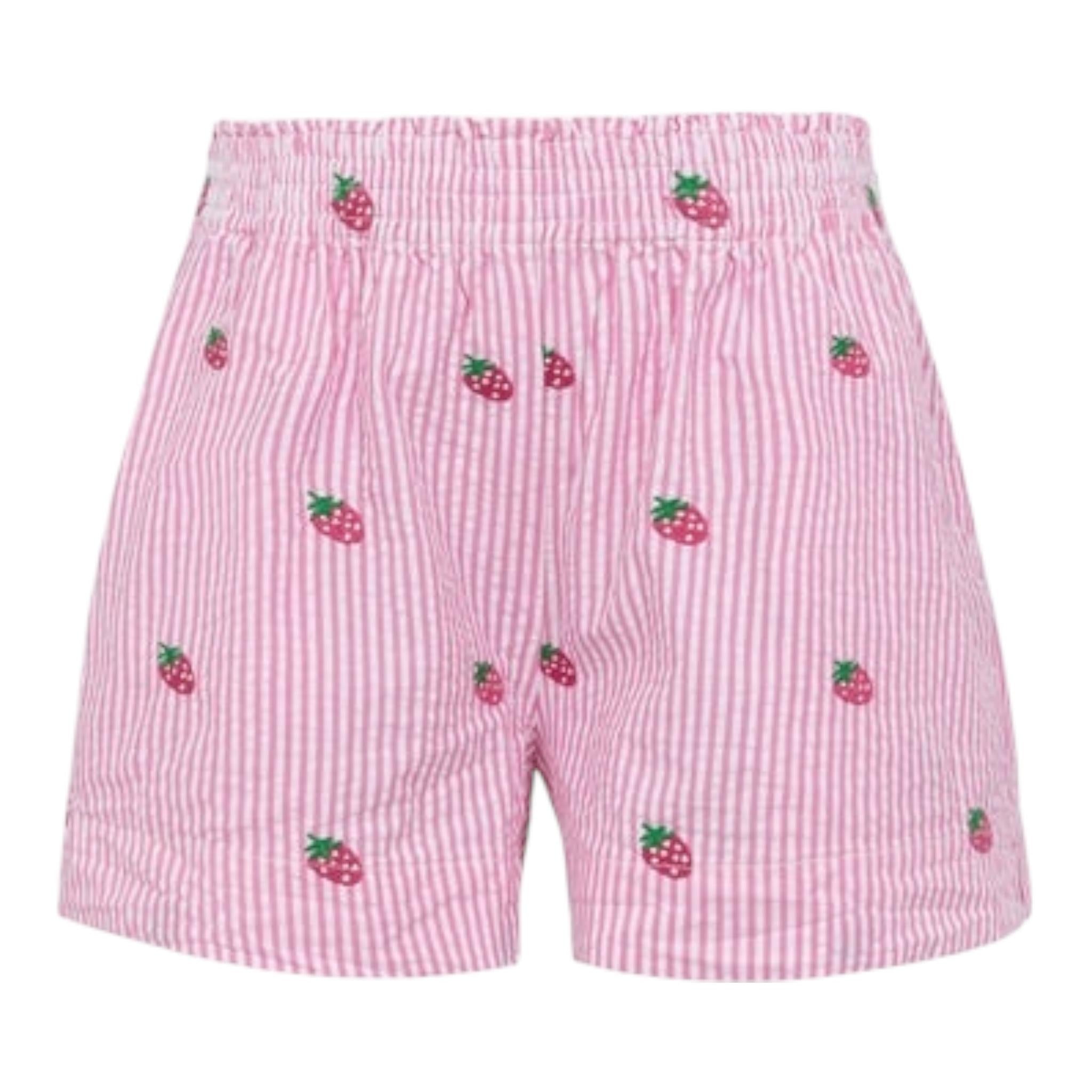 Saint Barth Short Bicolore con Fantasia A Righe per Bambina MEA001 BIANCO/ROSA SAINT BARTH 