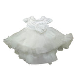 PETIT abito cerimonia tinta unita con tulle Bianco per Neonata S2016227 BIANCO PETIT 