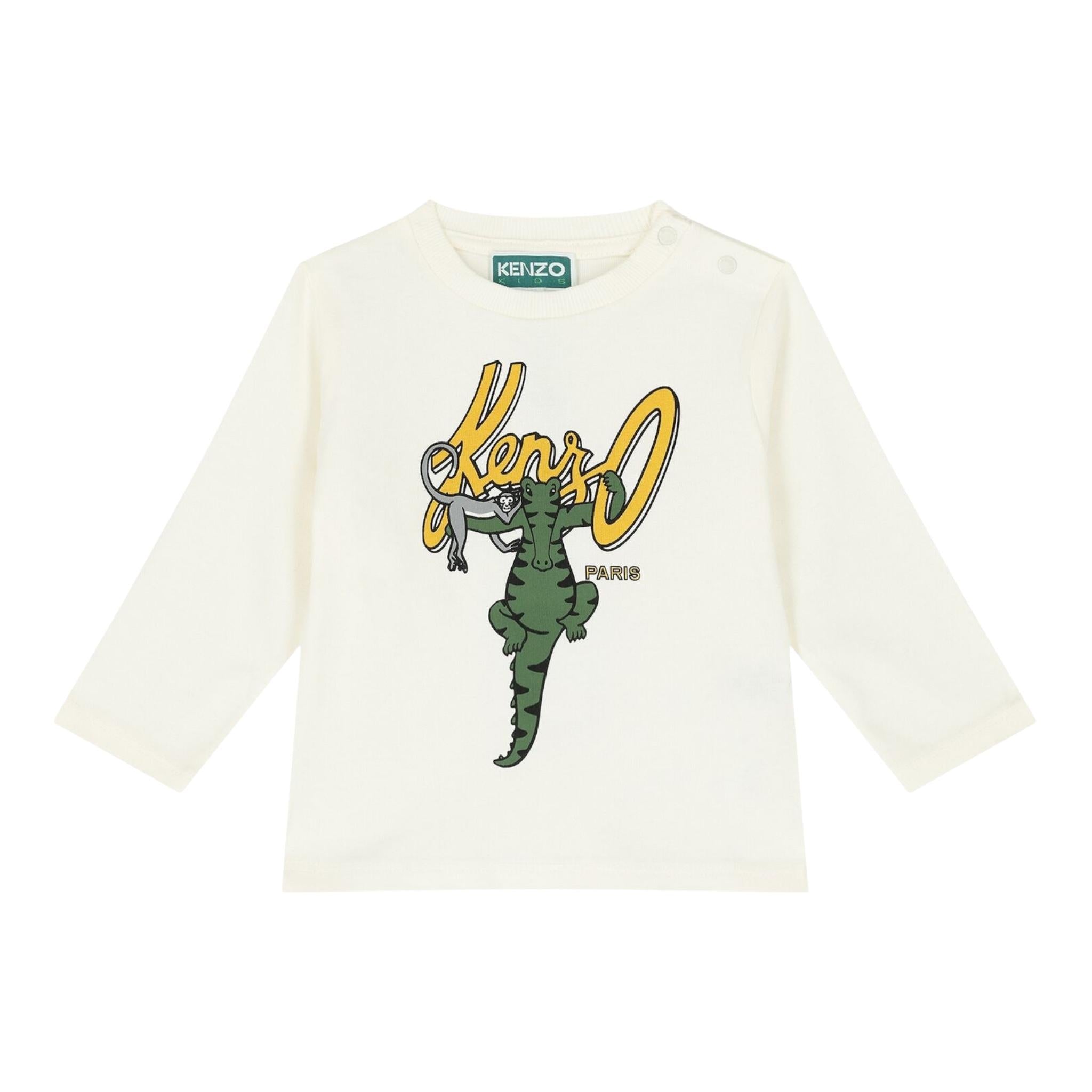 KENZO shirt girocollo tinta unita con stampa Bianco per Bambino K60522 BIANCO KENZO 
