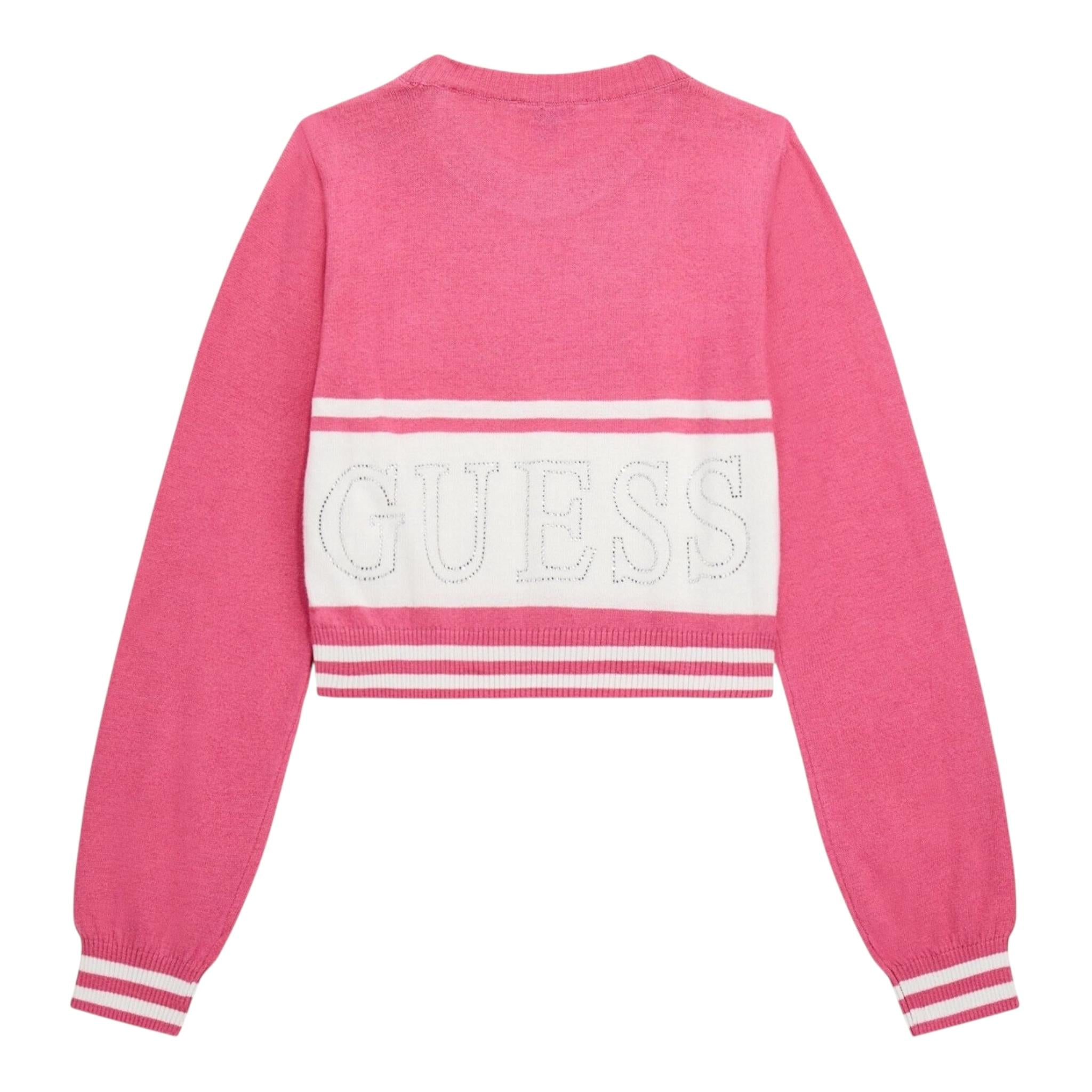 GUESS maglia tinta unita girocollo con stampa Fuxia per Bambina J4YR01Z3GW0 FUXIA GUESS 