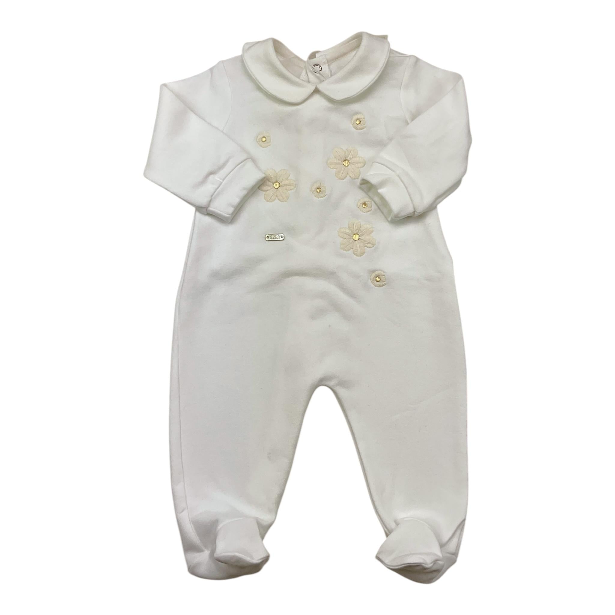 LE BEBE' tutina tinta unita con stampa Bianco per Neonata LBG5987 BIANCO LE BEBE' 