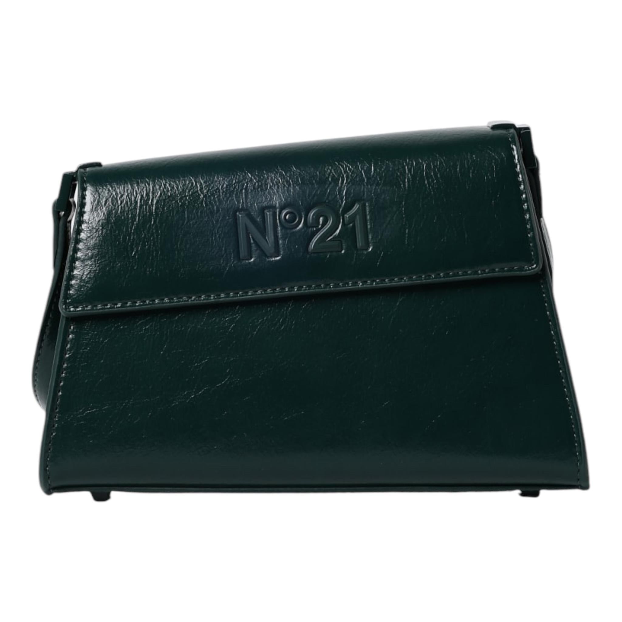N°21 borsa tinta unita con logo e tracolla Verde per Bambina N21A32 VERDE N°21 