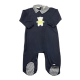 Lalalu' Plain Onesie with Blue Striped Collar Pattern for Newborns