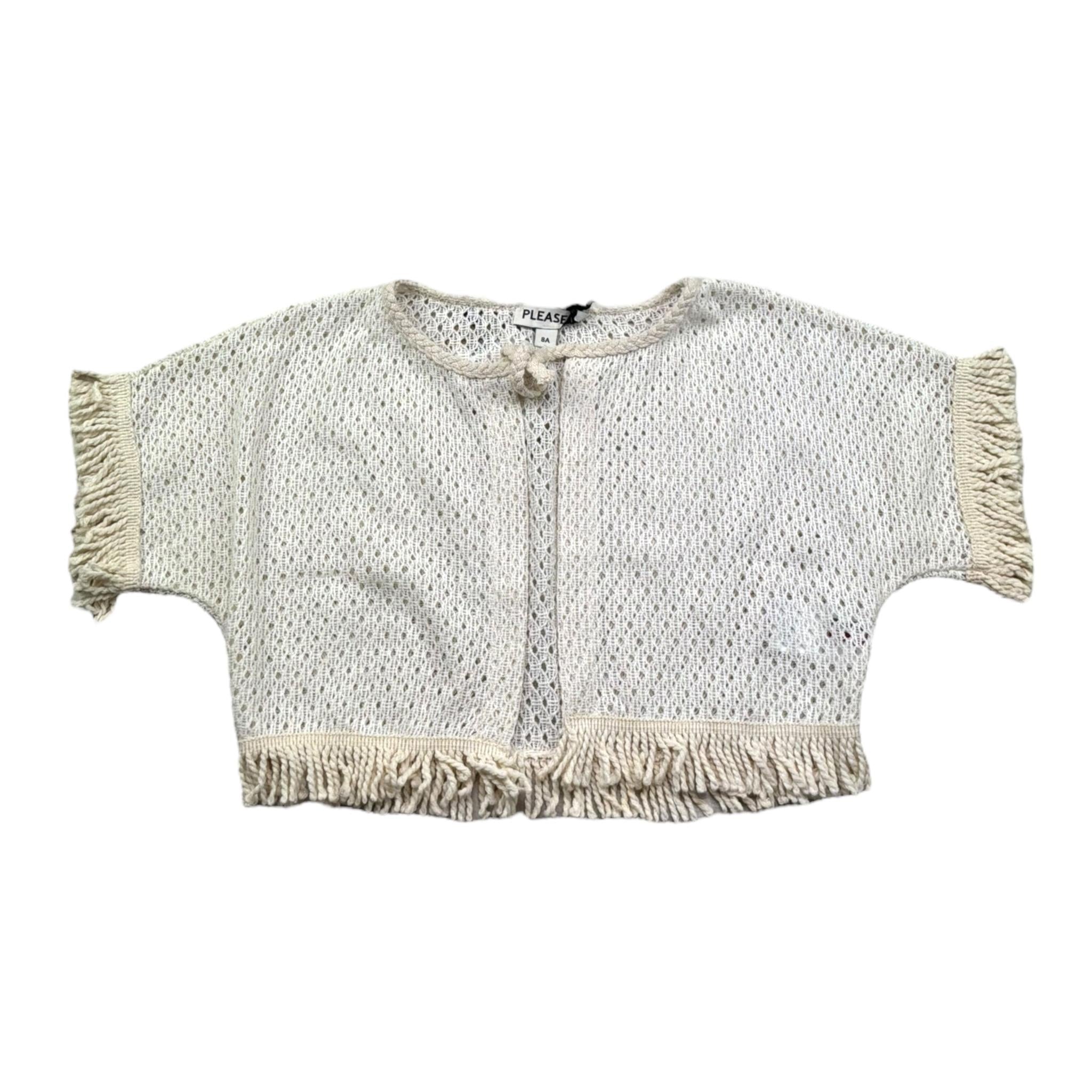 Please gilet Tinta Unita con Trafori per Bambina MG01230G72 PANNA PLEASE 