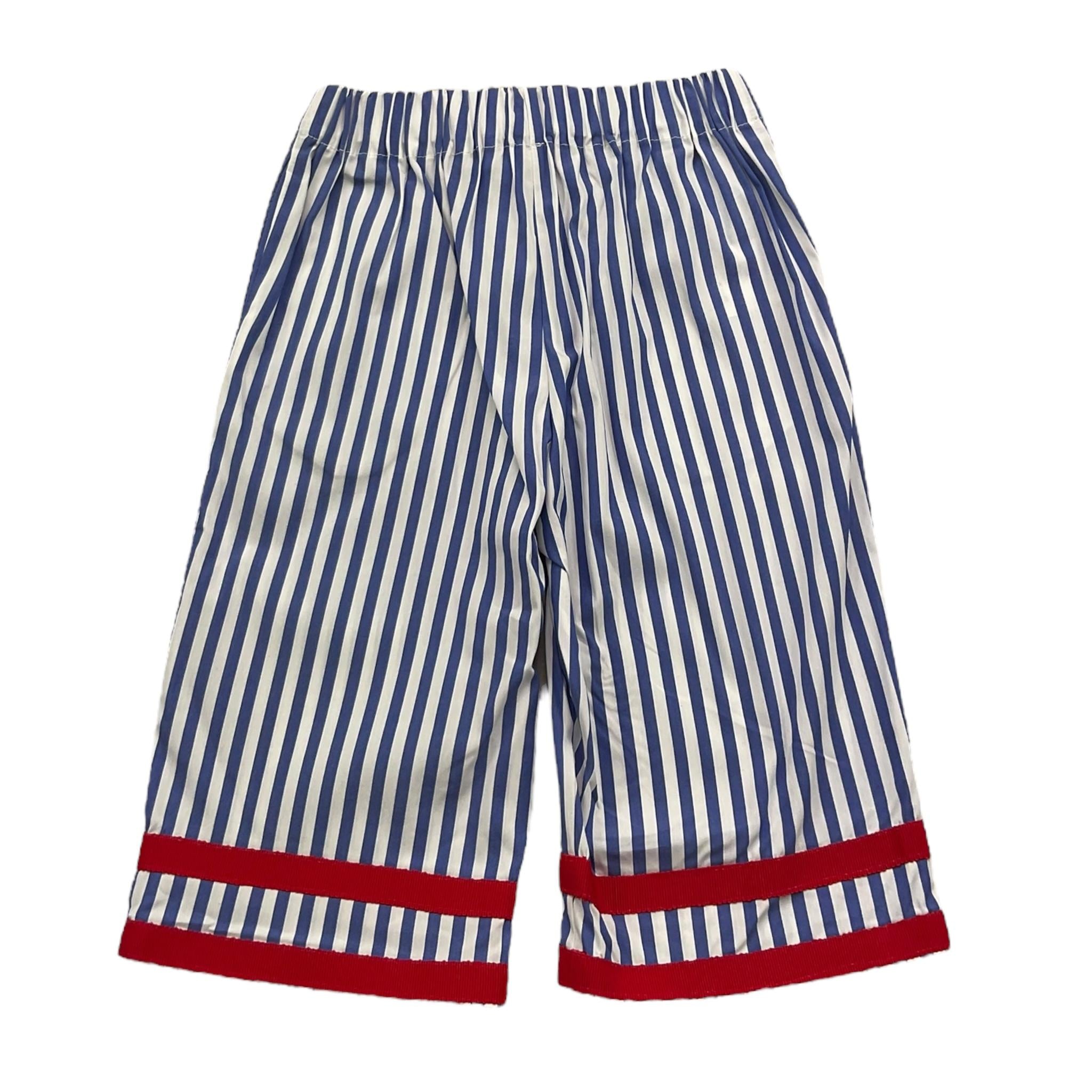 Ilfarobimbi Pantalone Bicolore con Fantasia A Righe  per Neonata IFB50474 BIANCO/AZZURRO ILFAROBIMBI 