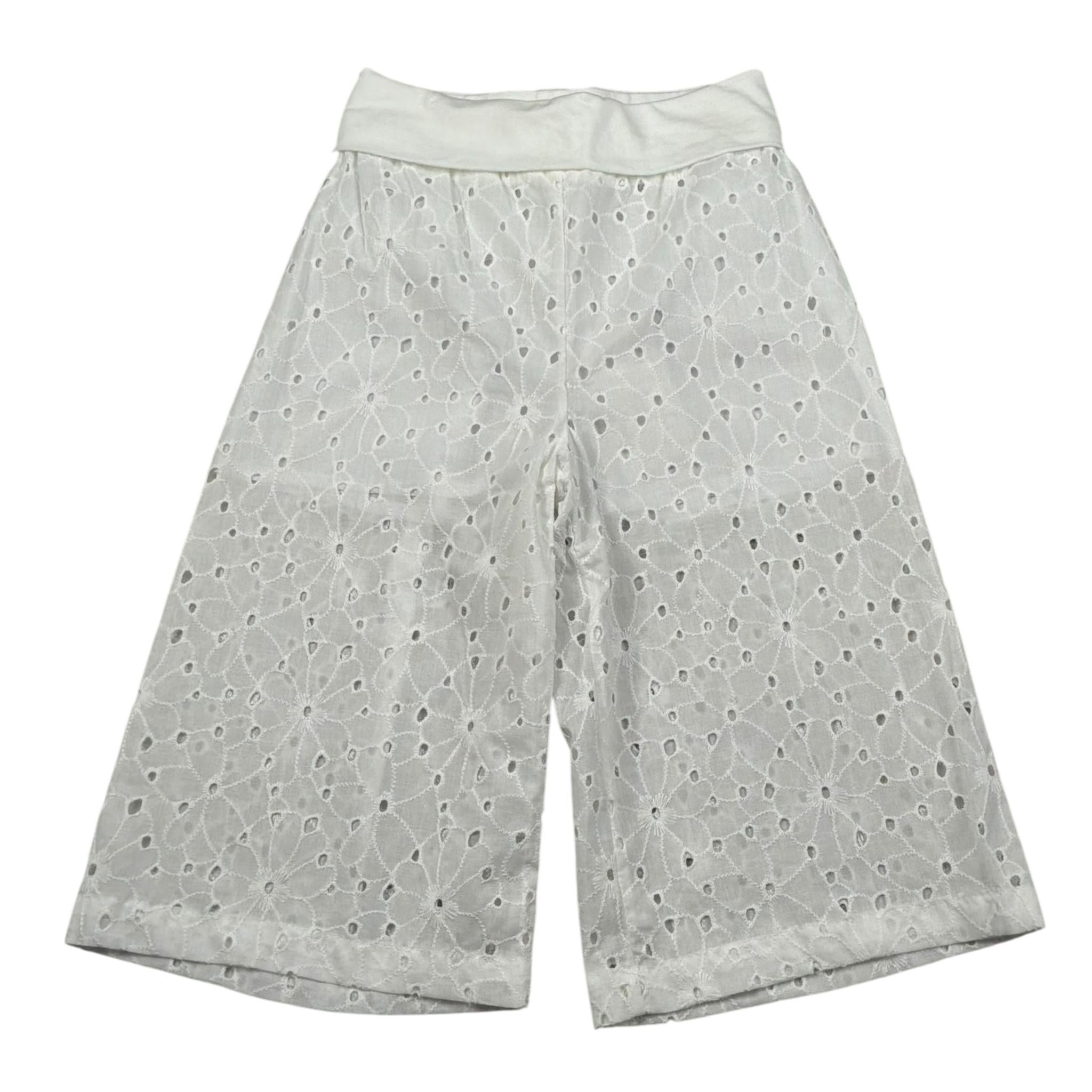 M+E' Pantalone Palazzo tinta unita In Pizzo Sangallo Bianco per Bambina UE1801 BIANCO M+E' 