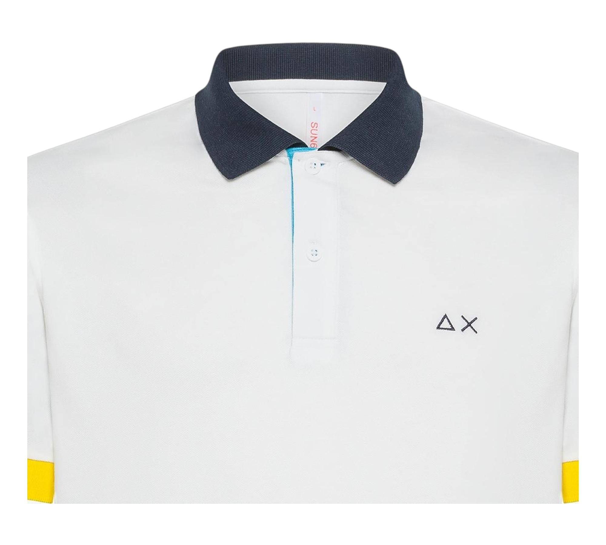 Sun68 Polo Mezza Manica Tinta Unita con Colletto In Contrasto per Bambino A34315 BIANCO SUN68 