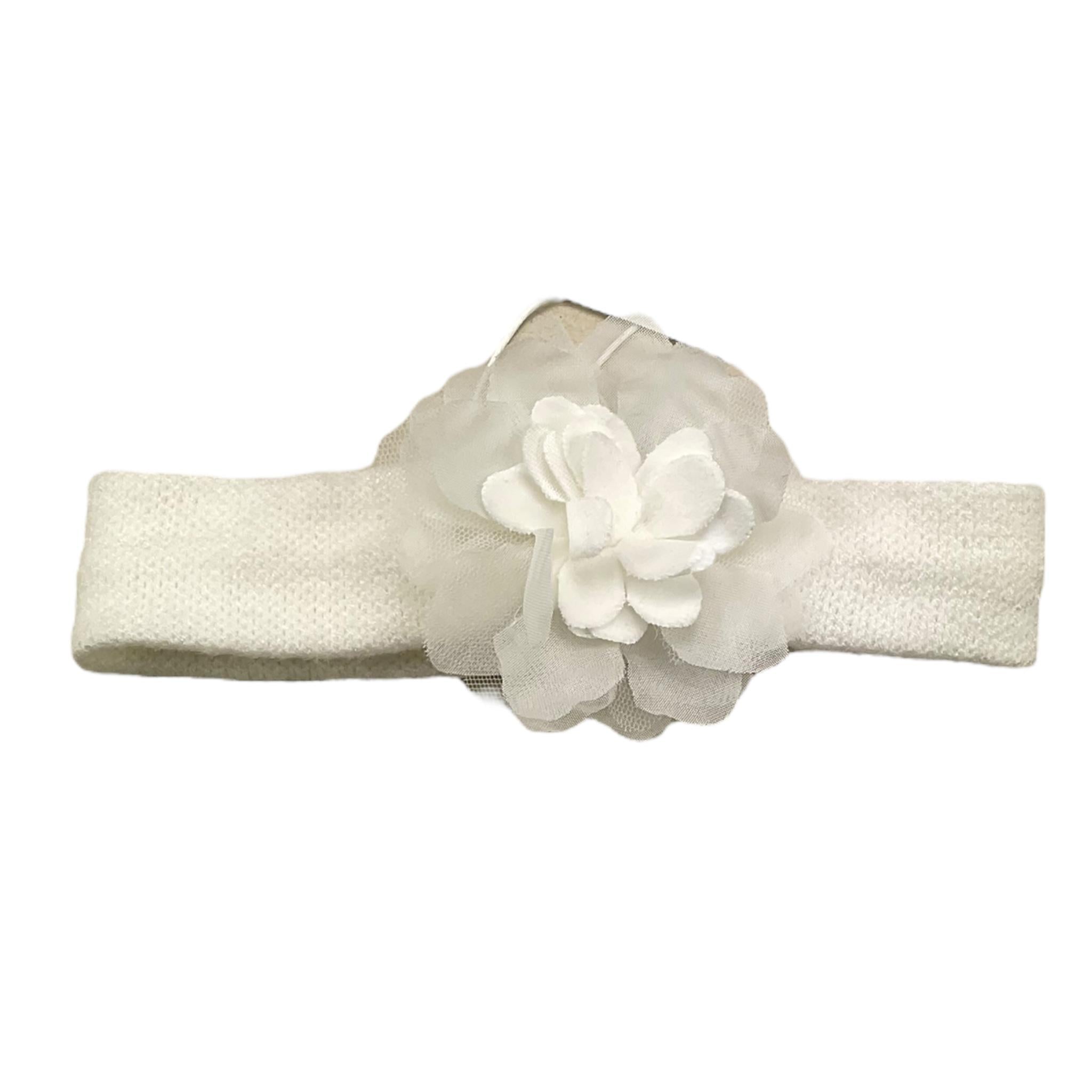 LALALU' fascia capello tinta unita cn fiore Bianco per Neonata FAL008N BIANCO LALALU' 