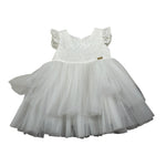 Gai Mattiolo Abito Giromanica tinta unita con Tulle Bianco per Neonata GM140141N BIANCO GAI  MATTIOLO 