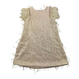Illiana Solid Color Dress With Sequins And Feathers Pink For Baby Girl