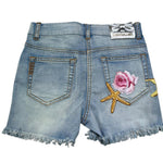 Monnalisa Short In Denim Tinta Unita con Ricami per Bambina 191403R2 AZZURRO MONNALISA 